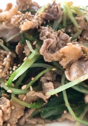 ヘルシー＊水菜と豚しゃぶの満足サラダ和え-レシピのメイン写真