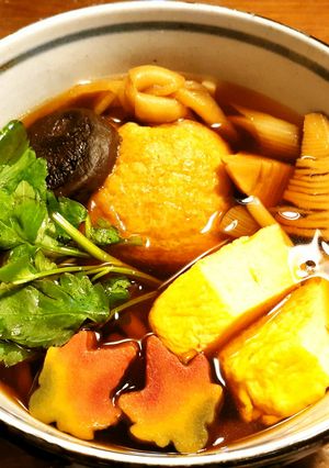 餅巾着の温かいうどん　発酵玉葱-レシピのメイン写真