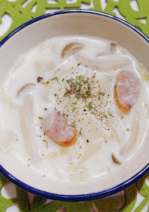 ☆白菜とウインナーきのこのミルクスープ☆-レシピのメイン写真