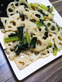 レンコンと小松菜のにんにくポン酢炒め-レシピのメイン写真
