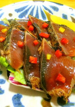 戻り鰹の黄身醤油漬け◎洋風スパイシー！-レシピのメイン写真