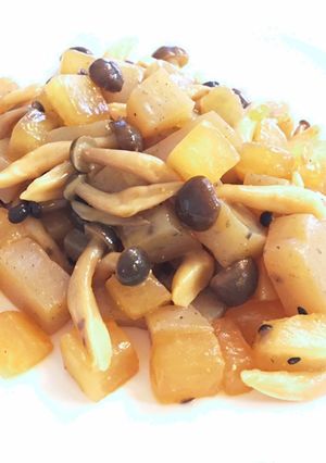減量便秘解消！大根こんにゃくきのこ炒め煮-レシピのメイン写真