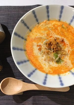 ラー油鮭ンの坦々豆乳スープ-レシピのメイン写真