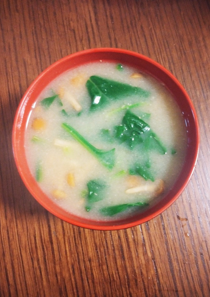 簡単☆なめことほうれん草の味噌汁-レシピのメイン写真