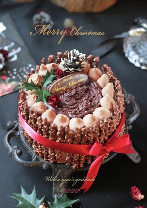 チョコアーモンドポッキーでXmasケーキ-レシピのメイン写真
