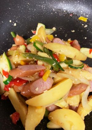 シュレッドポテトでカラフル炒め-レシピのメイン写真