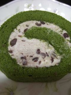 抹茶のあずきクリーム入りロールケーキ-レシピのメイン写真
