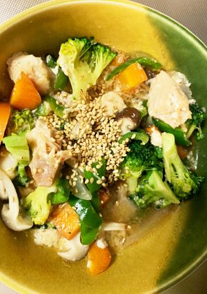 胸肉ブロッコリースタミナ丼味青椒肉絲風-レシピのメイン写真