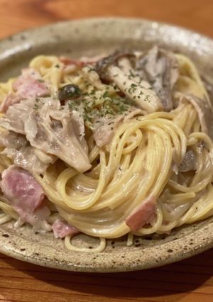 ベーコンとキノコのクリームパスタ[酒粕]-レシピのメイン写真