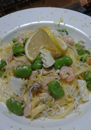 魚介類のレモンクリームパスタ-レシピのメイン写真