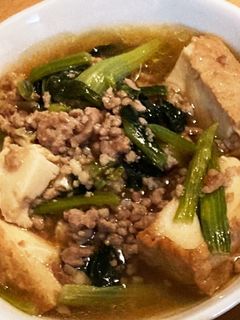 厚揚げと小松菜のひき肉あんかけ煮-レシピのメイン写真