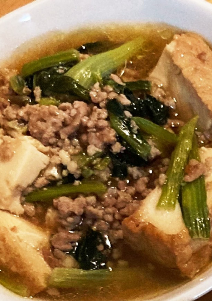 厚揚げと小松菜のひき肉あんかけ煮-レシピのメイン写真