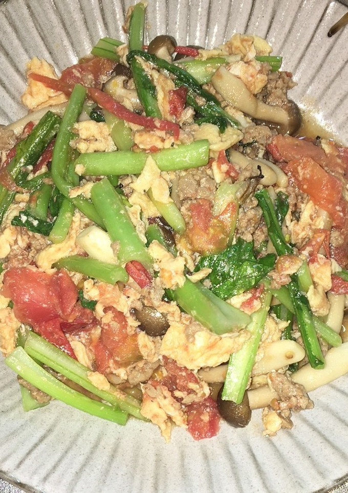 挽き肉と卵とトマトのオイスターソース炒め-レシピのメイン写真