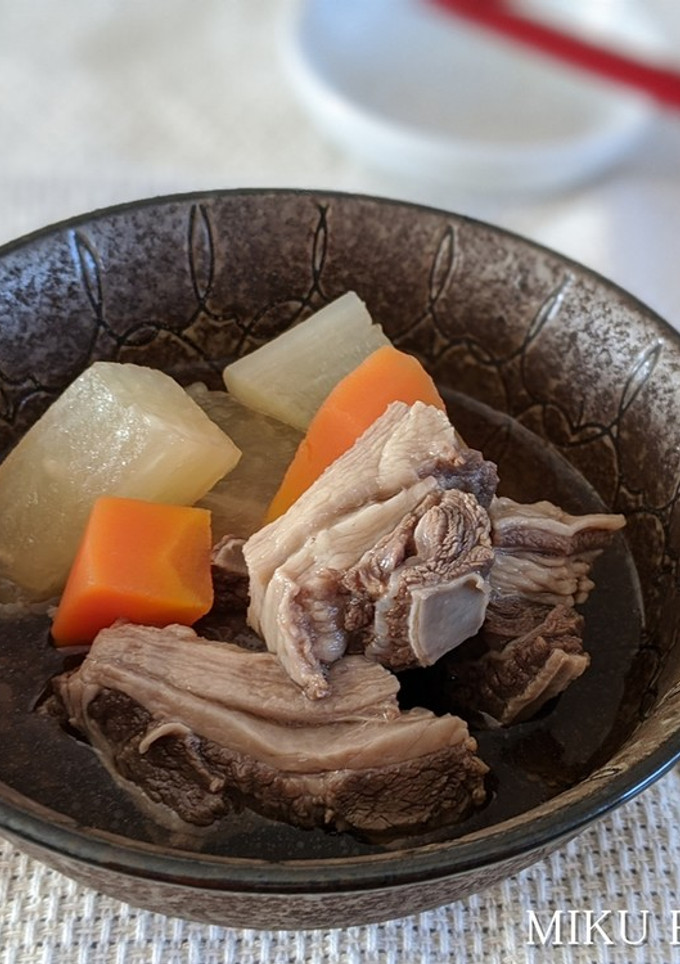 鹿スジ肉のおでん風煮込み【めんつゆ1本】-レシピのメイン写真