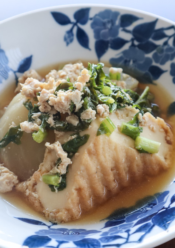 レンジで簡単！かぶと厚揚げのそぼろ煮-レシピのメイン写真