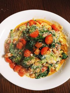絶品☆ほうれん草のトマトソースパスタ-レシピのメイン写真