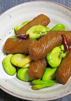 ねじり蒟蒻と空豆の甘辛煮-レシピのメイン写真