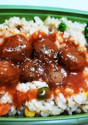 ﾐｯｸｽﾍﾞｼﾞとﾐｰﾄﾎﾞｰﾙ簡単弁当-レシピのメイン写真
