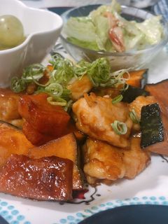 かぼちゃと鶏ももの甘酢照り焼き-レシピのメイン写真