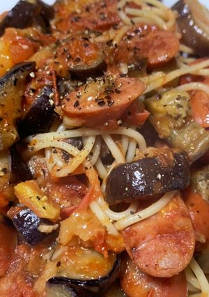 なすとチョリソーのトマトパスタ-レシピのメイン写真