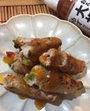 豚肉パプリカ巻き♪おろし大根ゆず仕立て