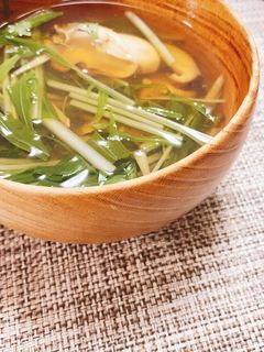 体ぽかぽか♡牡蠣と水菜の生姜スープ-レシピのメイン写真