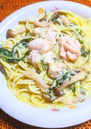 白子と水菜のゆず豆乳クリームパスタ-レシピのメイン写真