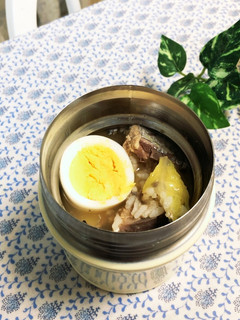 スープジャー弁当☆サバの中華雑炊-レシピのメイン写真
