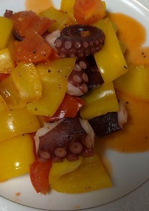タコとパプリカ、トマトの豆板醤炒め☆-レシピのメイン写真