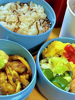 マヨカレー鶏&中華風おこわタロの弁当74-レシピのメイン写真