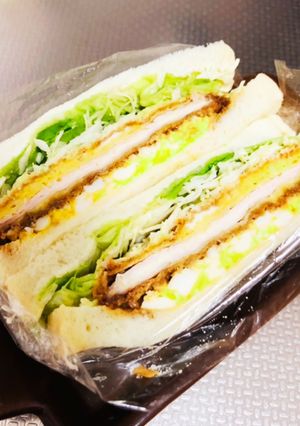 ハムカツ卵サンドイッチ！-レシピのメイン写真