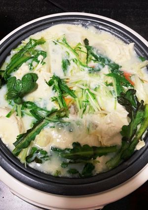 お豆腐を味わう！圧力鍋で一手間白湯豆乳鍋-レシピのメイン写真