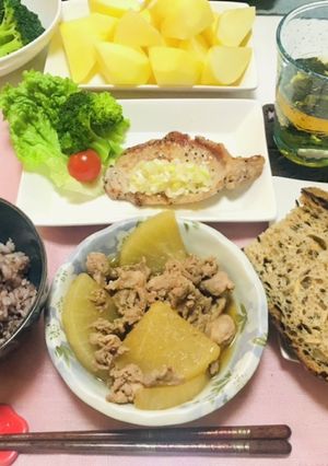 豚ロースネギ塩だれ・豚こま大根夕飯献立-レシピのメイン写真