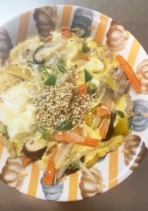 全てレンジ卵とじ丼味豚平焼き風-レシピのメイン写真