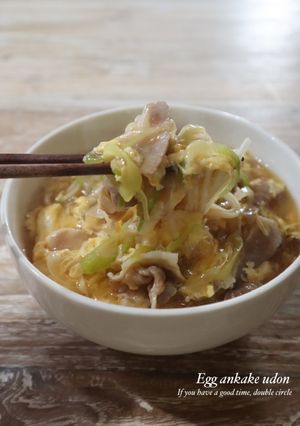 豚肉とねぎのかきたまあんかけうどん-レシピのメイン写真