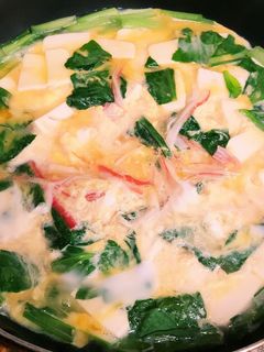 小松菜かにかま豆腐の簡単!卵とじ(^^)-レシピのメイン写真
