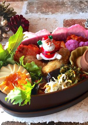 チキントマト煮 煮卵弁当 クリスマス弁当-レシピのメイン写真