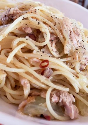 ツナとキャベツのペペロンチーノ-レシピのメイン写真