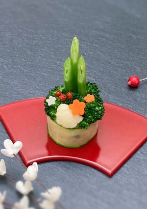 犬用ご飯 レンジで簡単「ポテサラ風門松」-レシピのメイン写真