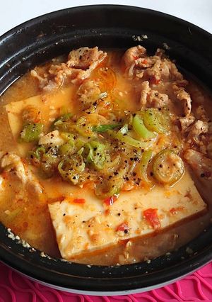 豆腐と豚肉の辛味噌煮込み-レシピのメイン写真