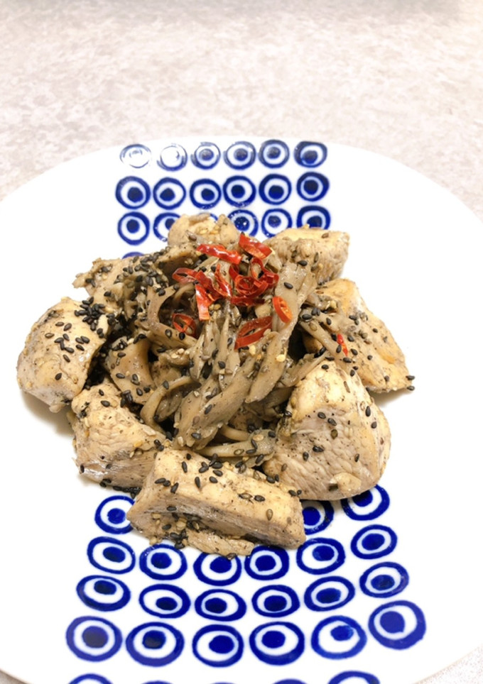 鶏むね肉と舞茸のごま花椒炒め-レシピのメイン写真