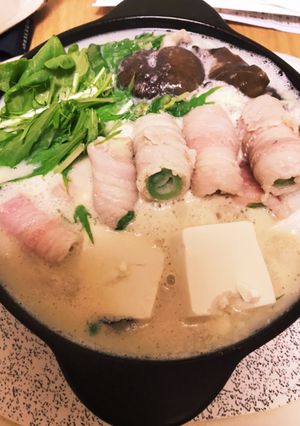 豚バラネギ巻き豆乳鍋-レシピのメイン写真