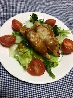 揚げ餃子のサラダ.おろしソ-スかけ-レシピのメイン写真