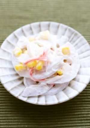 シャキシャキれんこんとカニカマのサラダ♪-レシピのメイン写真