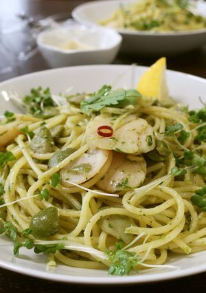 春菊のジュノベーゼ　ホタテパスタのランチ-レシピのメイン写真