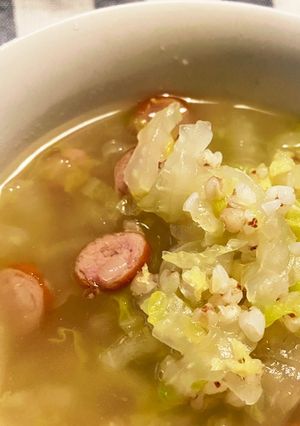 合わせて煮るだけ、白菜のそばごめスープ-レシピのメイン写真