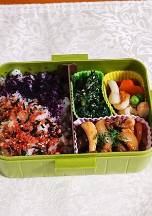 今日は牛肉のケチャップ炒めを入れました。-レシピのメイン写真