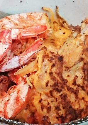 赤海老カリカリ焼きとかき揚げの丼-レシピのメイン写真