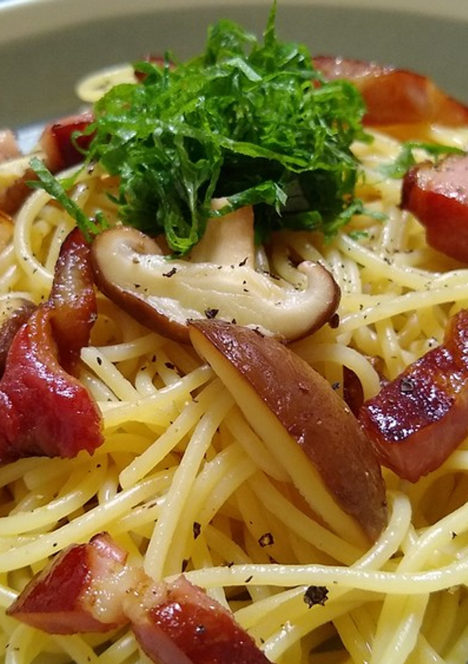 厚切りしいたけとベーコンの和風パスタ-レシピのメイン写真