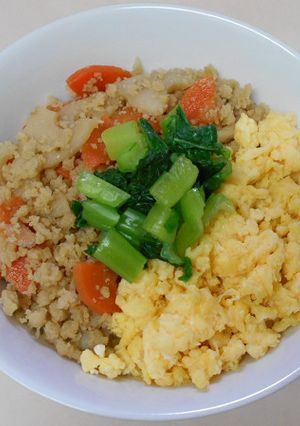 げたミンチとれんこんのそぼろ丼★学校給食-レシピのメイン写真